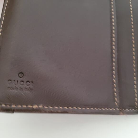 GUCCI Vintage Wallet Bifold Brown Designer Large Retro Clutch Suede - Picture 4 of 13